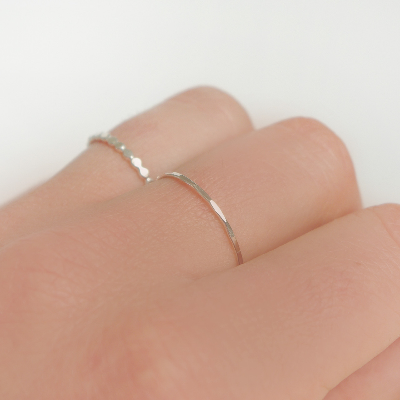 Ultra thin hammered stacking rings gold Jewelry handmade | PIPE AND ROW  Seattle